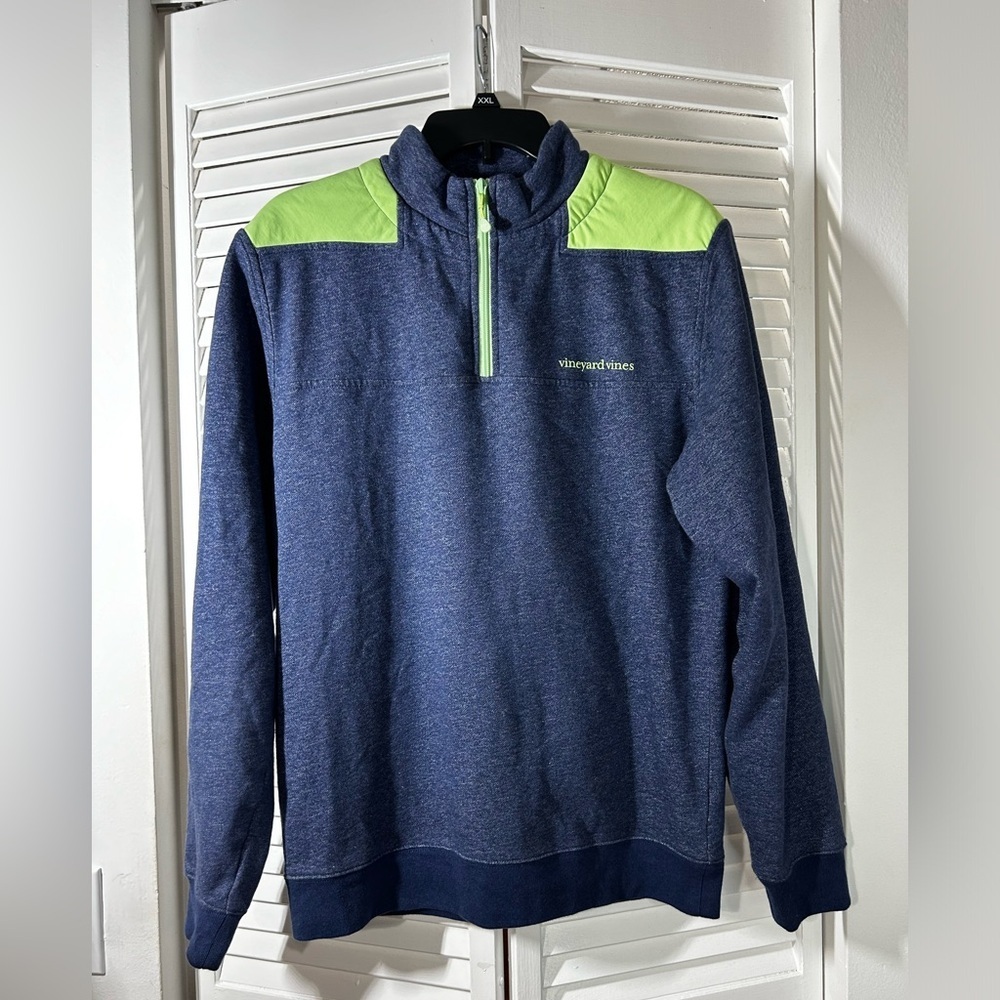 Vineyard Vines Blue Green Performance  Sailing Quarter Zip Shep Active Size S